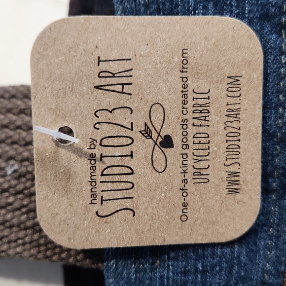 NWT handmade upcycled denim shoulder tote bag - Picture 2 of 6